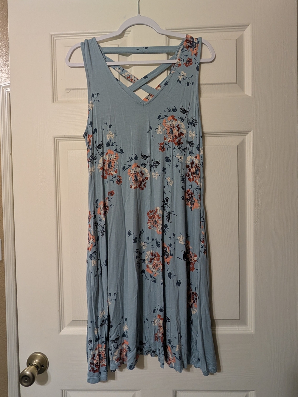 Maurices Light Blue Floral Sleeveless Sundress